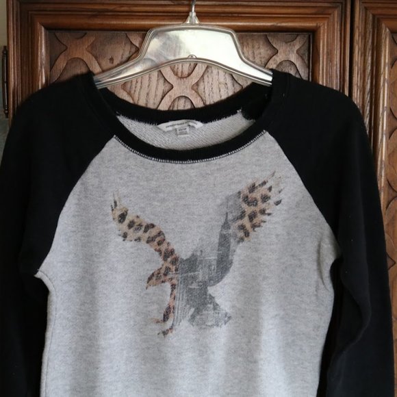 American Eagle Outfitters Vintage Raglan Sweater - Leopard print Eagle Logo - Picture 3 of 16